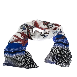 Pre Owned Roberto Cavalli Multicolor Floral Printed Silk Scarf