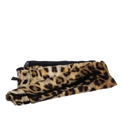Pre Owned Roberto Cavalli Black & Brown Leopard Printed Silk Scarf