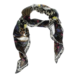 Pre Owned وشاح روبرتو كافالي حرير مطبوع فراشة متعدد الألوان