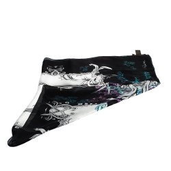 Pre Owned وشاح روبرتو كافالي أبيض وأسود طباعة تجريدية