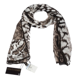 Pre Owned وشاح روبرتو كافالي نقشة الفهد مطببوع