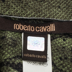 مملوكة مسبقًا Roberto Cavalli Green Snake Skin Print Silk Stole