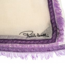 Pre Owned Roberto Cavalli Cream Floral Print Cashmere & Silk Scarf