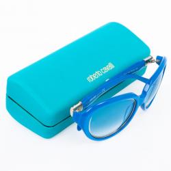Pre Owned Roberto Cavalli Blue Rounded Cateye Acqua Sunglasses