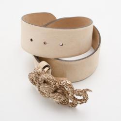 Pre Owned Roberto Cavalli Beige Suede Serpent Buckle Belt