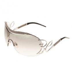 Pre Owned Roberto Cavalli Silver Lacedemone Shield Sunglasses