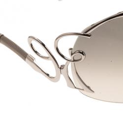 Pre Owned Roberto Cavalli Silver Lacedemone Shield Sunglasses