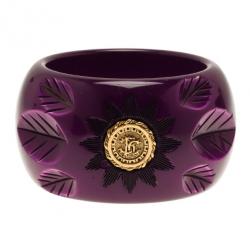 مملوكة مسبقًا Roberto Cavalli Wide Flower Bangle 20CM
