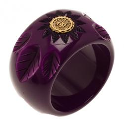 مملوكة مسبقًا Roberto Cavalli Wide Flower Bangle 20CM