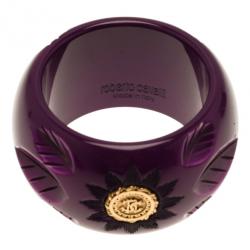 مملوكة مسبقًا Roberto Cavalli Wide Flower Bangle 20CM