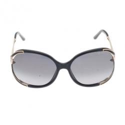 مملوكة مسبقًا نظارة شمس روبرتو كافالي كليروديندرو أسود وذهبي مستديرة كبيرة جداً