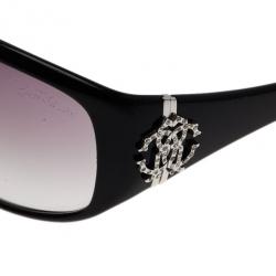 Pre Owned Roberto Cavalli Black Apsirto Crystal Logo Sunglasses