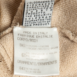 Pre Owned Roberto Cavalli Beige Printed Silk and Knit Blouse M