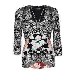 Pre Owned Roberto Cavalli Multicolor Floral Printed Long Sleeve Top M