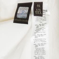 مملوكة مسبقًا Roberto Cavalli White Satin Contrast Lapel Blazer L