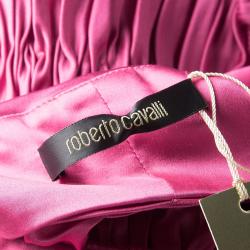 مملوكة مسبقًا Roberto Cavalli Fuschia Ruched Sleeveless Silk Top S