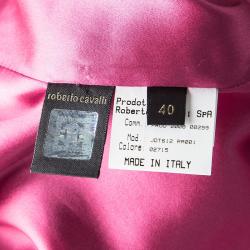 مملوكة مسبقًا Roberto Cavalli Fuschia Ruched Sleeveless Silk Top S