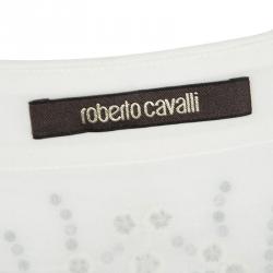 Pre Owned Roberto Cavalli Off White Eyelet Lace Scallop Hem Detail Embellished Skirt S