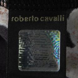 Pre Owned Roberto Cavalli Multicolor Printed Ruffle Detail Long Sleeve Top S