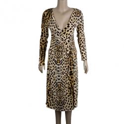 Pre Owned Roberto Cavalli Leopard Print Dress M
