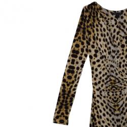 Pre Owned Roberto Cavalli Leopard Print Dress M