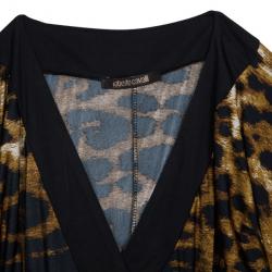 مملوكة مسبقًا Roberto Cavalli Black Leopard Print Dress S
