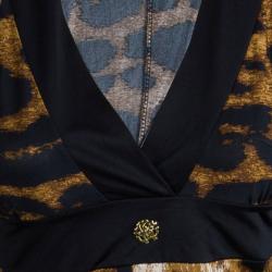 مملوكة مسبقًا Roberto Cavalli Black Leopard Print Dress S