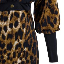 مملوكة مسبقًا Roberto Cavalli Black Leopard Print Dress S