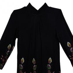 مملوكة مسبقًا Roberto Cavalli Black Stretch Floral Dress S