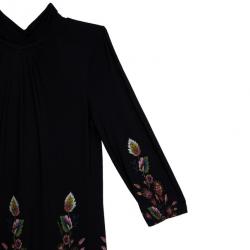 مملوكة مسبقًا Roberto Cavalli Black Stretch Floral Dress S