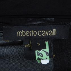 مملوكة مسبقًا Roberto Cavalli Black Stretch Floral Dress S