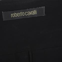 مملوكة مسبقًا Roberto Cavalli Black Embellished Tie Detail Long Sleeve Ruched Top M