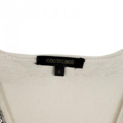 Pre Owned Roberto Cavalli Beige Embellished Silk Cashmere Sweater S