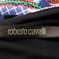 Pre Owned فستان روبرتو كافالي ماكسي حمالات رقبة مطبوع متعدد الألوان S