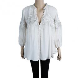 Pre Owned Roberto Cavalli White Embellished Top M