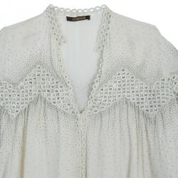 Pre Owned Roberto Cavalli White Embellished Top M