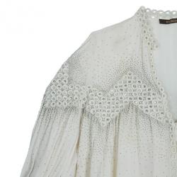 Pre Owned Roberto Cavalli White Embellished Top M
