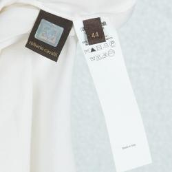 Pre Owned Roberto Cavalli White Embellished Top M