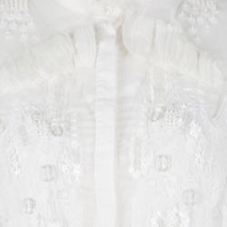 Pre Owned Roberto Cavalli White Embellished Cotton Long Sleeve Blouse L