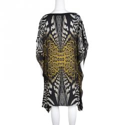Pre Owned Roberto Cavalli Multicolor Animal Printed Silk Kaftan Tunic M