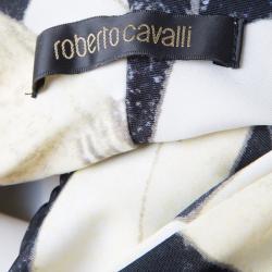 Pre Owned فستان روبرتو كافالي بلا أكمام مكشكش مطبوع متعدد الألوان M