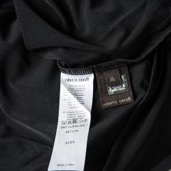 مملوكة مسبقًا Roberto Cavalli Black Draped Knit Snake Buckle Detail Sleeveless Maxi Dress XL