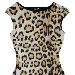 Pre Owned Roberto Cavalli Cut Out Leopard Print Stretch Maxi Dress M