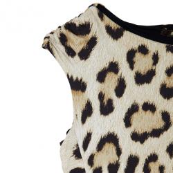 Pre Owned Roberto Cavalli Cut Out Leopard Print Stretch Maxi Dress M