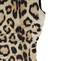 Pre Owned Roberto Cavalli Cut Out Leopard Print Stretch Maxi Dress M