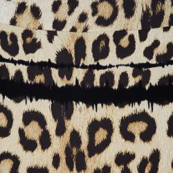 Pre Owned Roberto Cavalli Cut Out Leopard Print Stretch Maxi Dress M