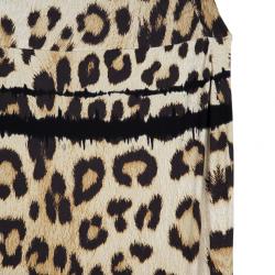 Pre Owned Roberto Cavalli Cut Out Leopard Print Stretch Maxi Dress M