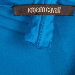 مملوكة مسبقًا Roberto Cavalli Embellished Strap Teal Maxi Dress S