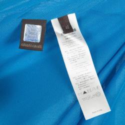 مملوكة مسبقًا Roberto Cavalli Embellished Strap Teal Maxi Dress S