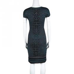 Pre Owned فستان روبرتو كافالي جاكار نقشة الفهد متعدد الألوان بكشكشات M